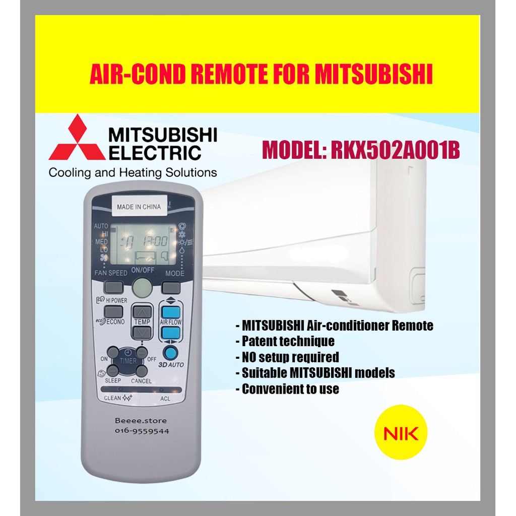 MITSUBISHI AIR CONDITIONER REMOTE CONTROL 0142 RKX502A001B 👍AIRCOND ...