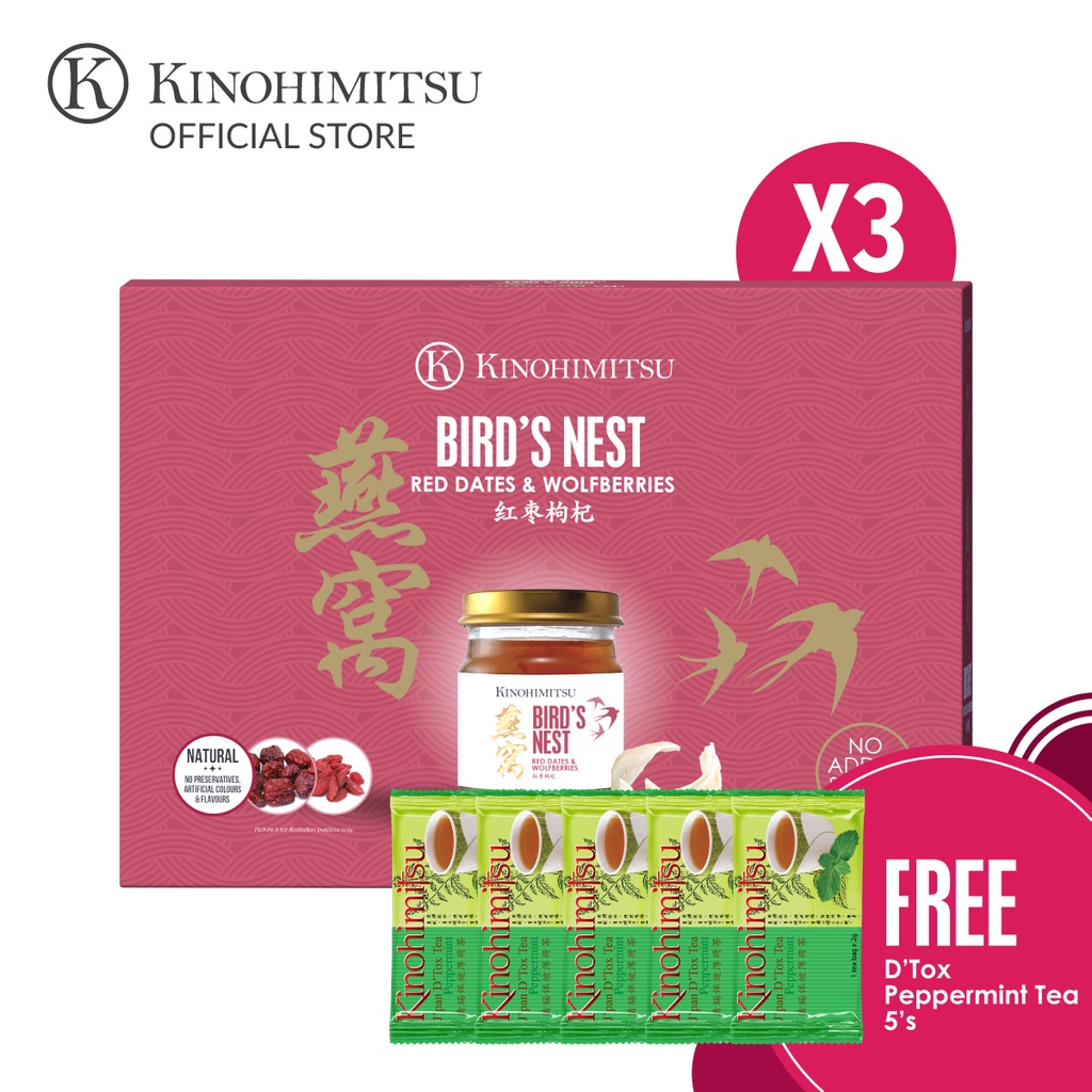 Kinohimitsu Bird's Nest with Red Dates & Wolfberries (6s x 3 Boxes