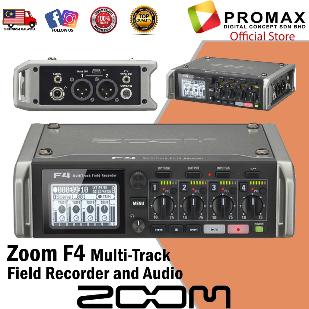 Zoom F4 MultiTrack Field Recorder and Audio 100 Original ZOOM