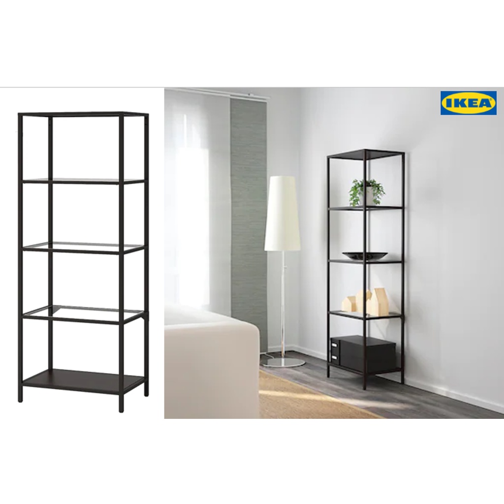 VITTSJO Shelving unit, blackbrown/glass51x175 cm Shopee Malaysia