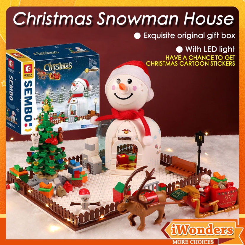 SEMBO Blocks Christmas 601156 Snowman House with lights - My