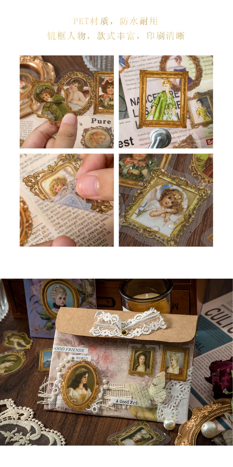 Journamm 30pcs/pack Vintage Character PET Stickers Set Aesthetic ...