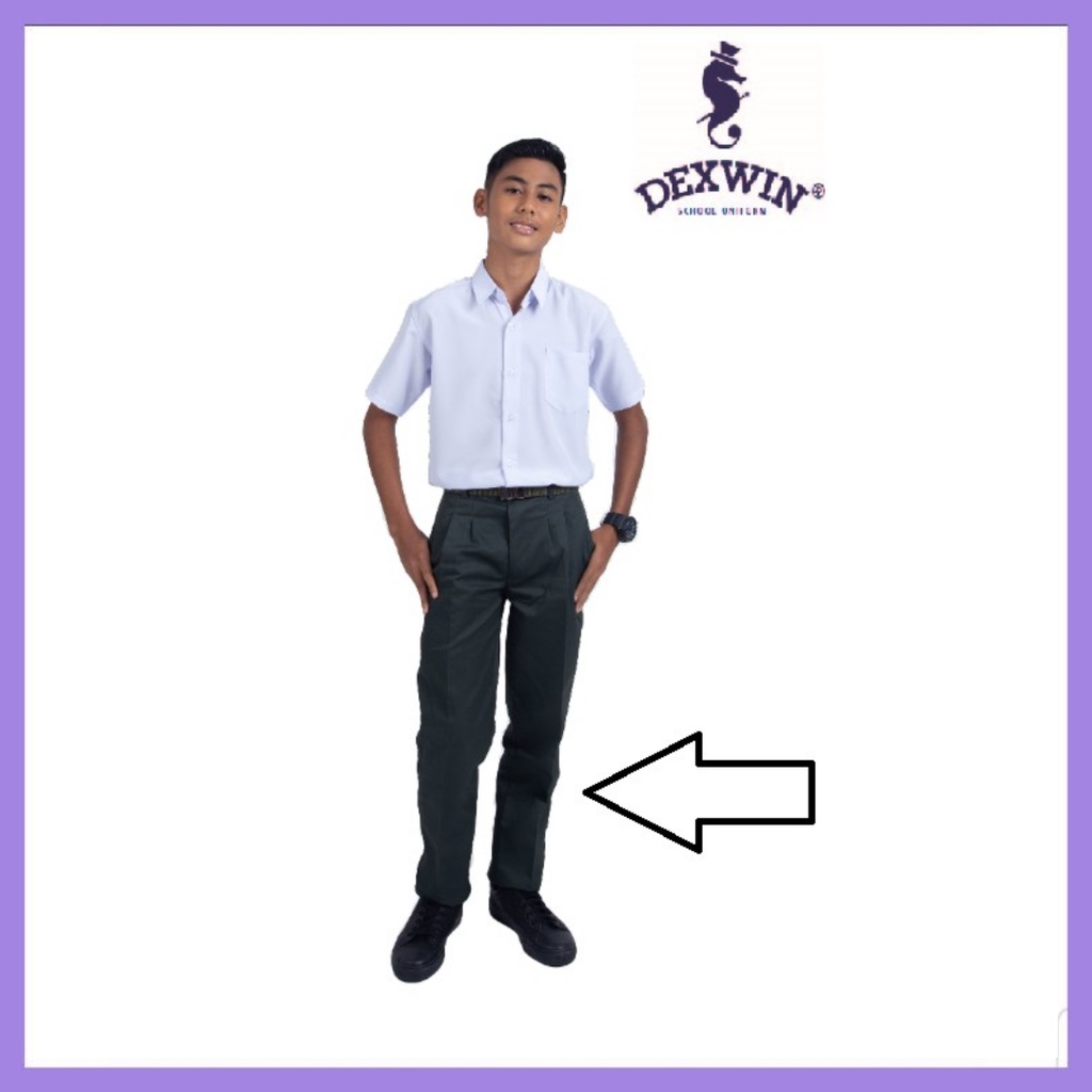 Dexwin Sekolah Menengah Seluar Hijau Panjang Kain Cotton | Shopee Malaysia