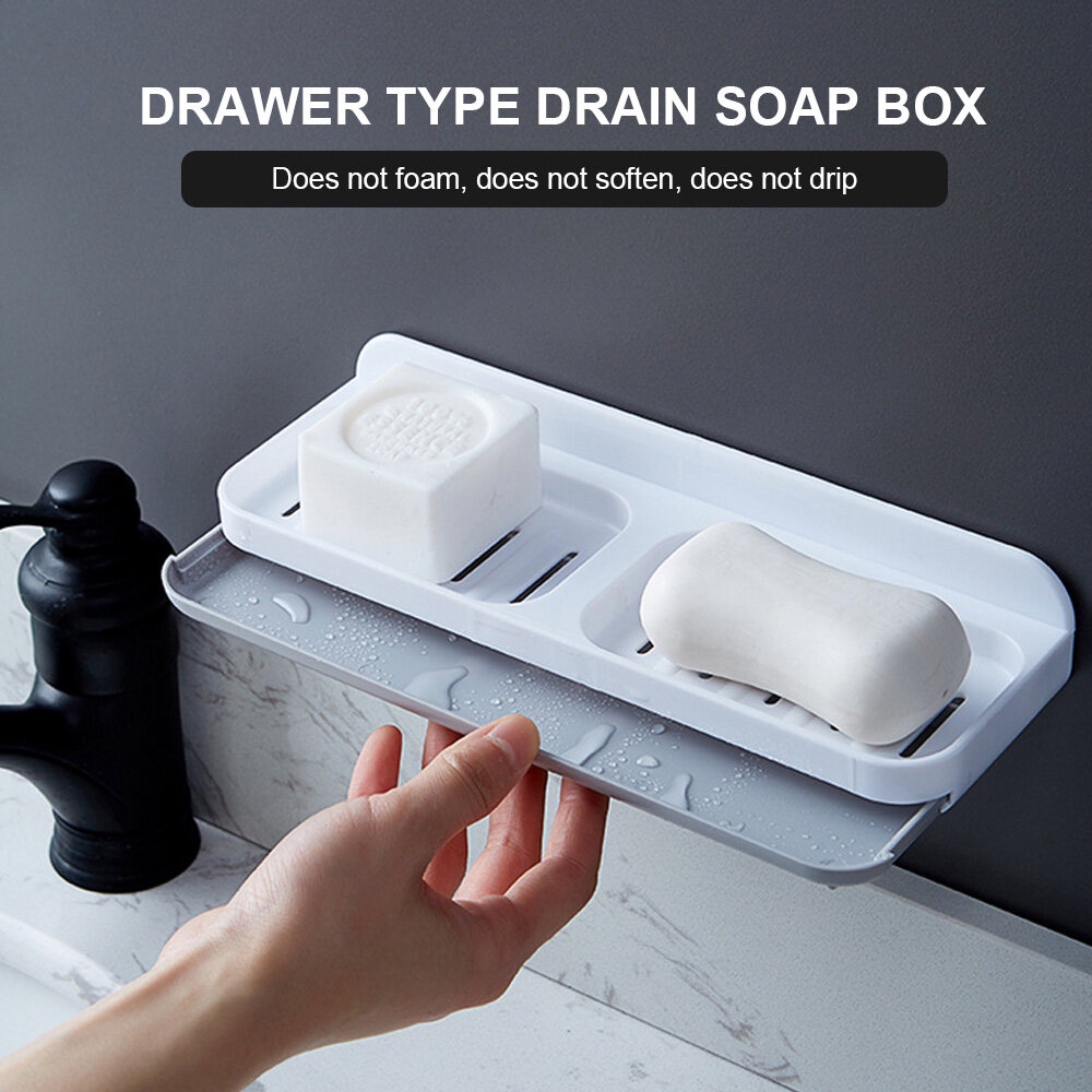 Qfdian  Nordic ceramic double-layer drain soap box home hotel bathroom accessories storage decorative supplies green white soap dish 1Pc