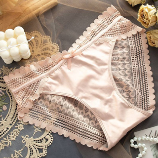 M-XL 1 pcs]satin lace sexy underwear female sense of medium waist