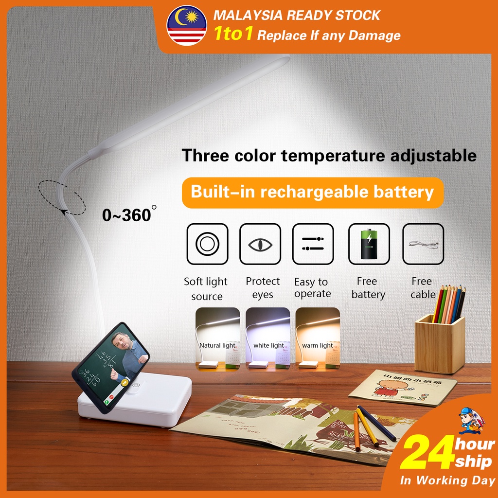 LED Table Lamp Touch Dimming Light Arbitrary Bending Desk Lamp Eye ...