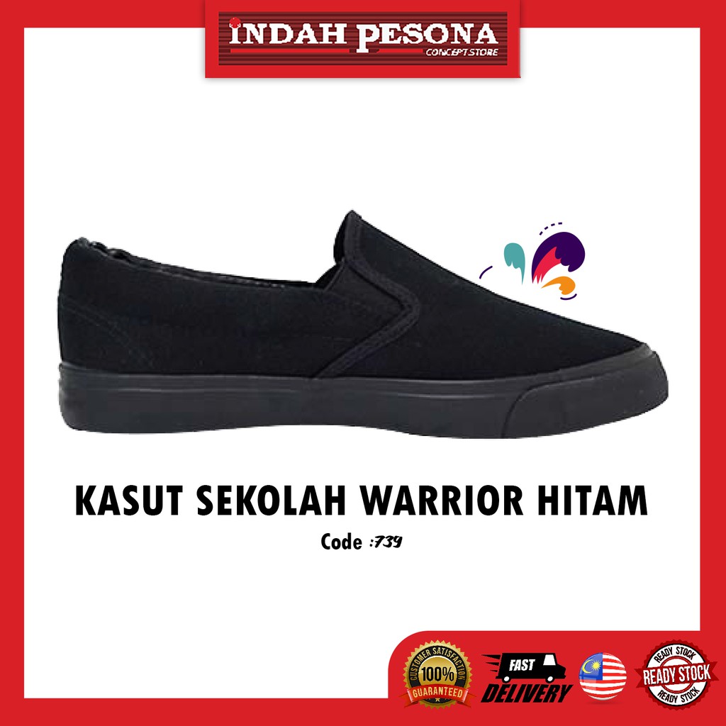 739 Kasut Sarung Sekolah Hitam School Shoes Black Brands Warrior