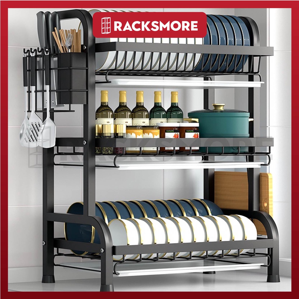 RACKSMORE Rak Pinggan Stainless Steel Rack Dish Rack Rak Dapur Storage ...