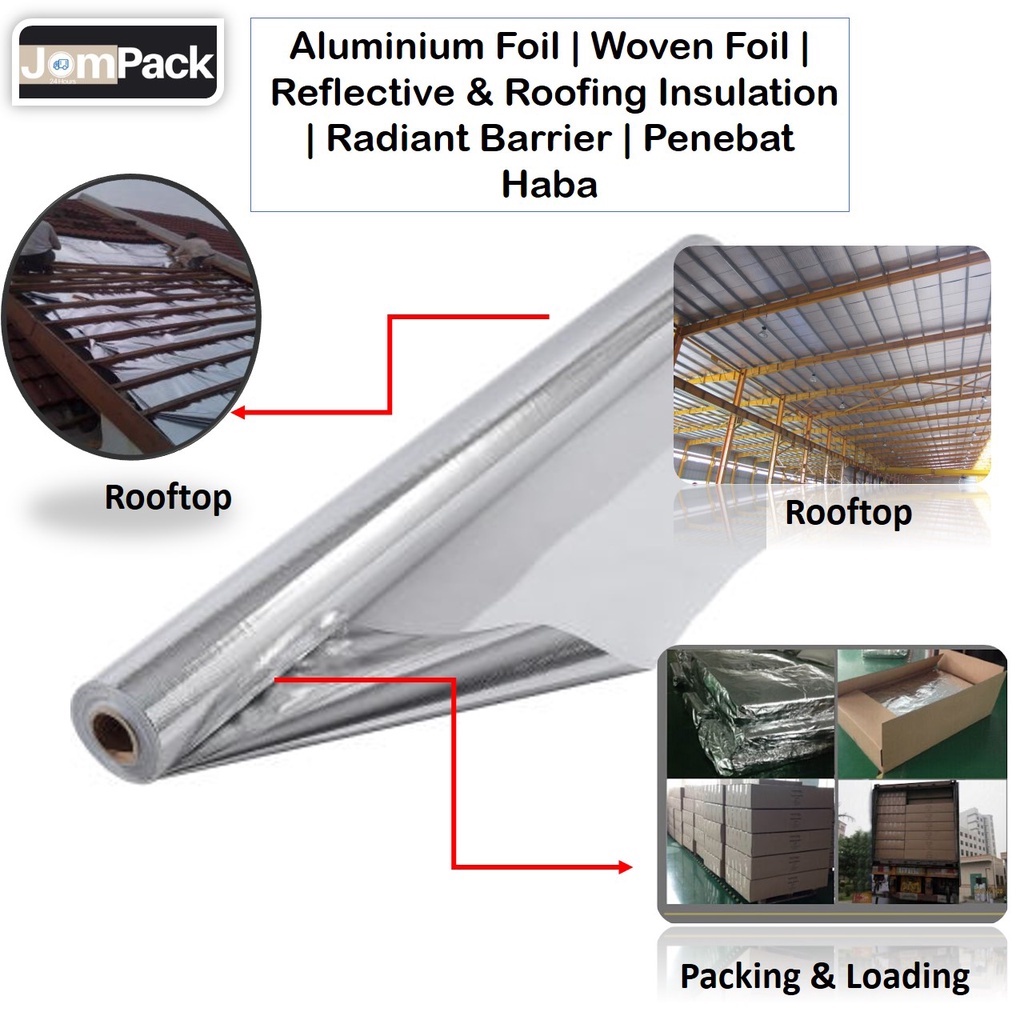 Reflective & Roofing Insulation, Radiant Barrier, Penebat Haba, Aluminium  Foil with Woven, Pallet Foil Wrapping