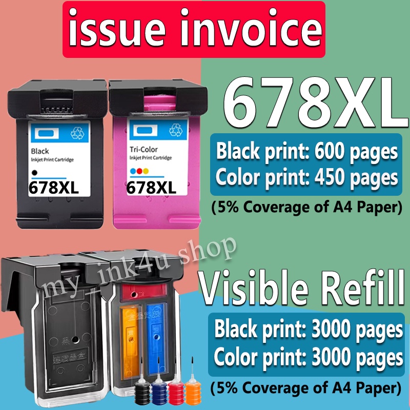 hp 678 ink cartridge hp678xl refillable ink cartridge for HP 1515 2515 ...