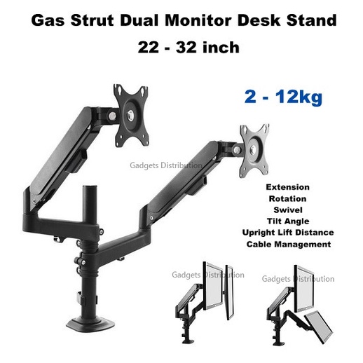SM SHKL02 Up to 12kg 22 32 Inch Gas Strut Dual Double Gas Strut TV