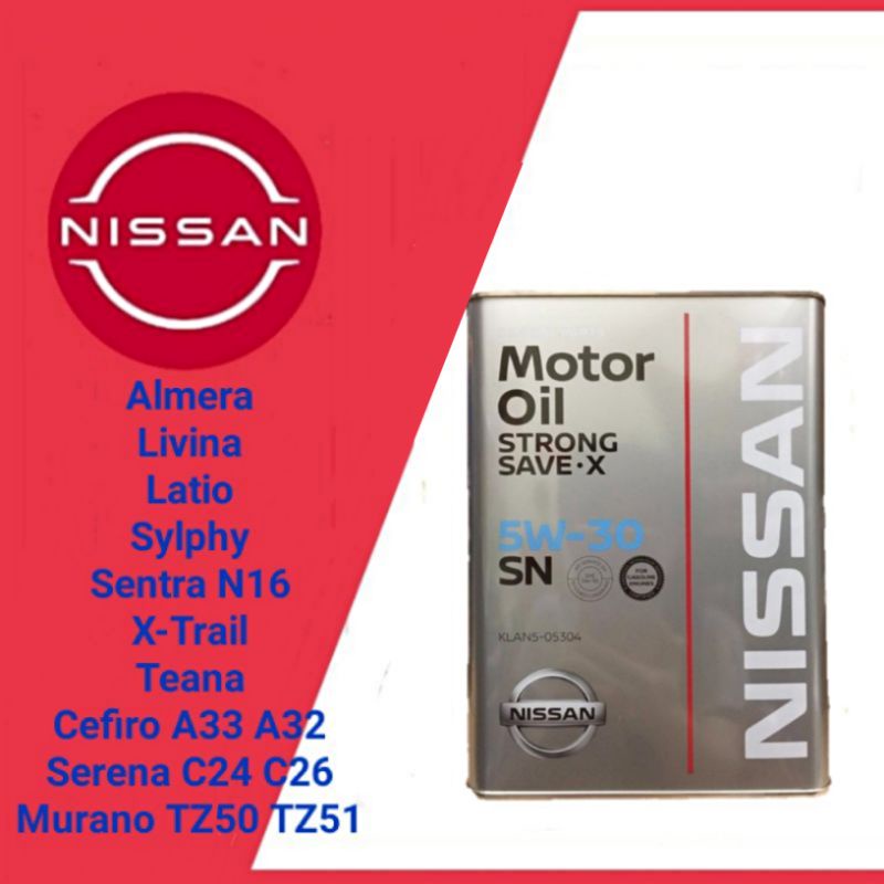 NISSAN ENGINE OIL SN 5W30 4L STRONG SAVE X Fully Synthetic Engine Oil ...