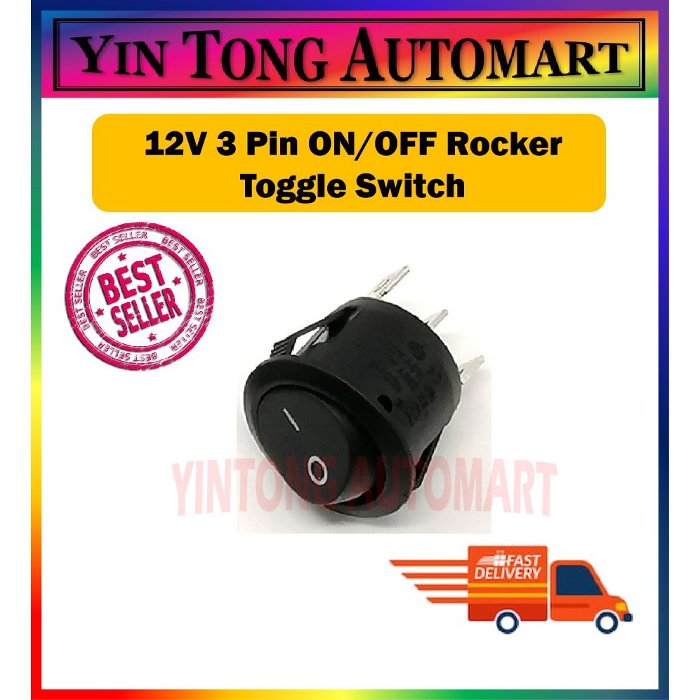 5PCS OR 10PCS(5BIJI/10BIJI) 12V 3 Pin ON/OFF Rocker Toggle Switch ...
