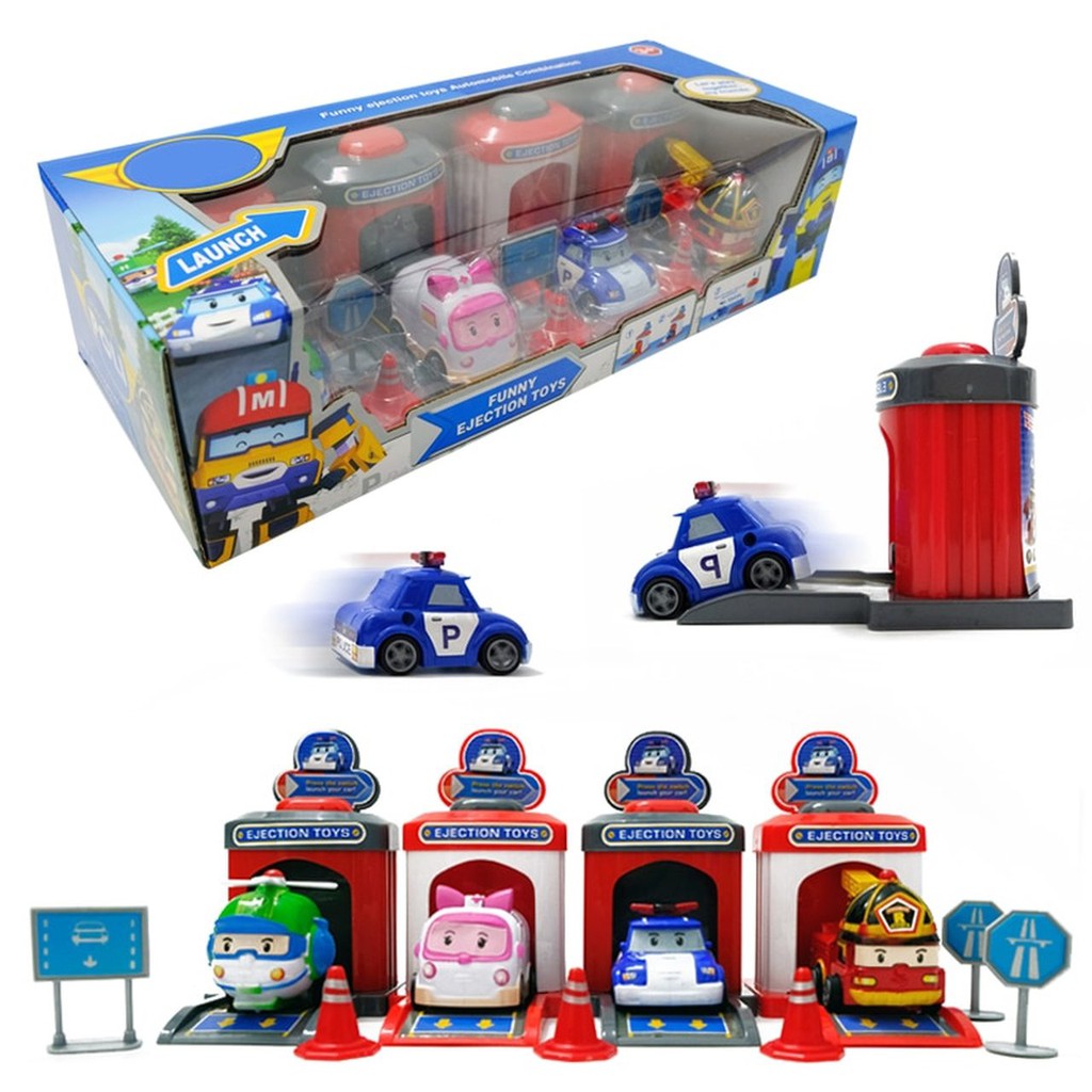 collection of cars from the cartoon Robocar Poli Stock Photo