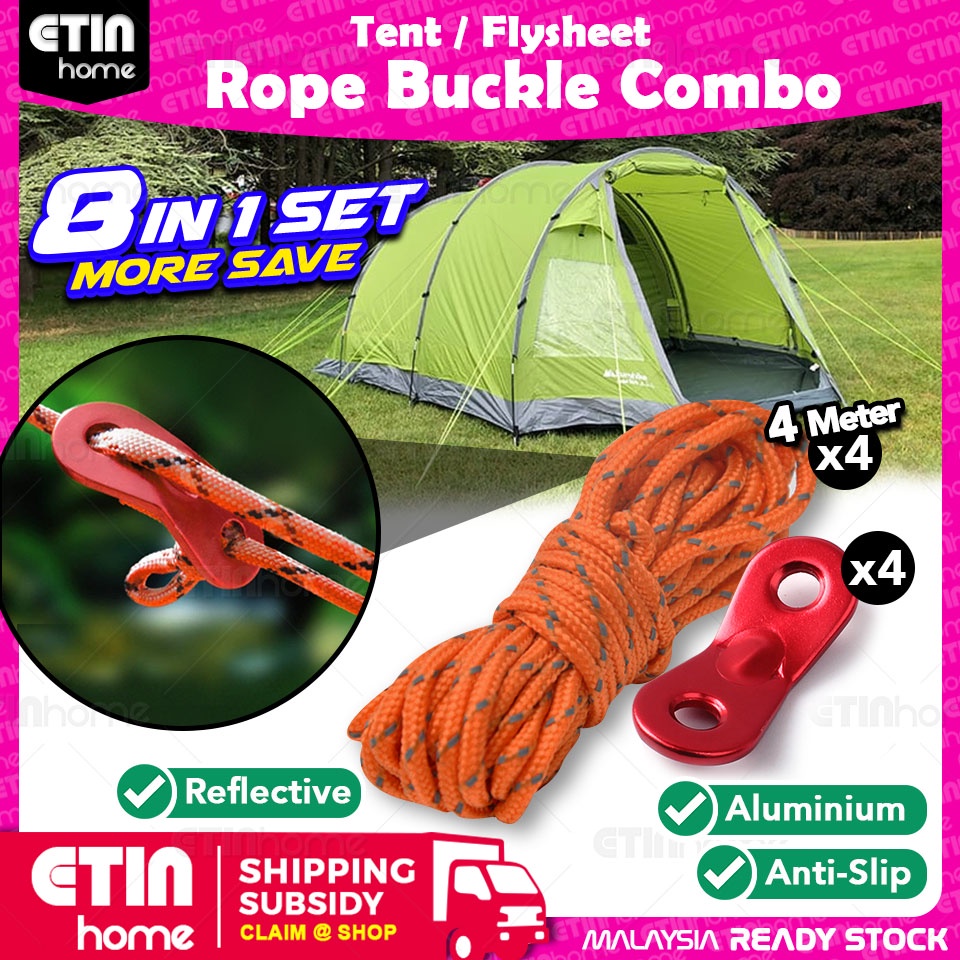 Camping Rope 4M Set Tent Reflective Rope Ultralight Multi-purpose Ropes ...