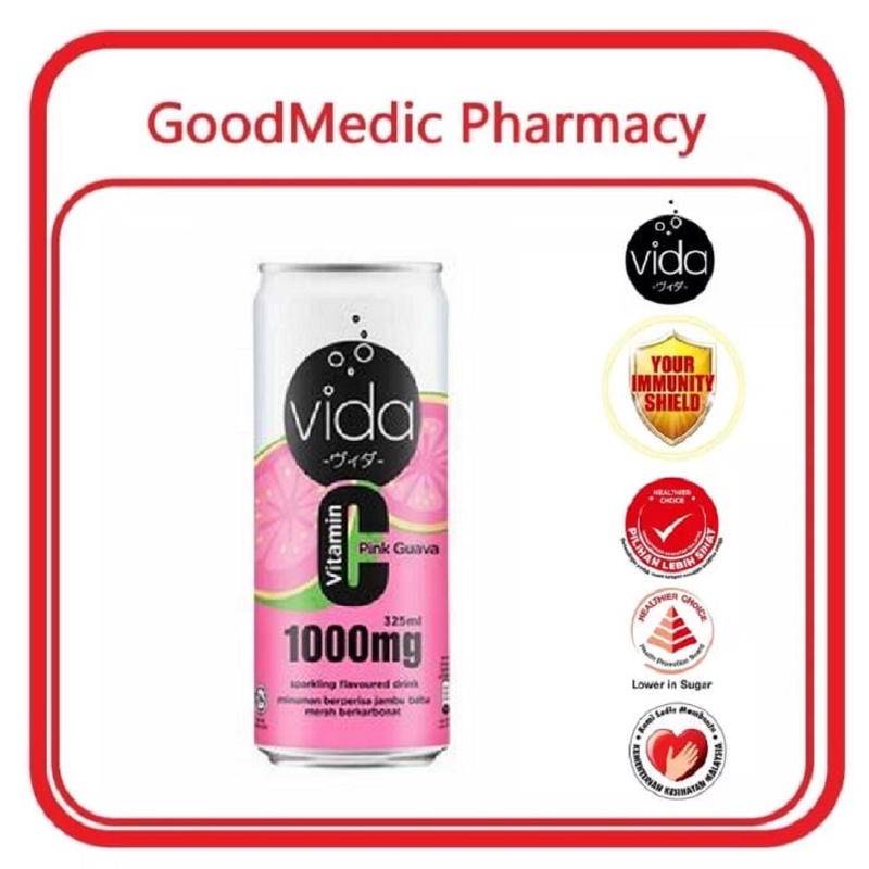 Vida C Vitamin 1000mg Vitamin C Sparkling Drink 325ml Orange Lemon