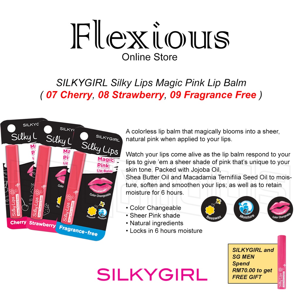 *SILKYGIRL* Lips Magic Pink Lip Balm ( 07 Cherry), ( 08 Strawberry ...