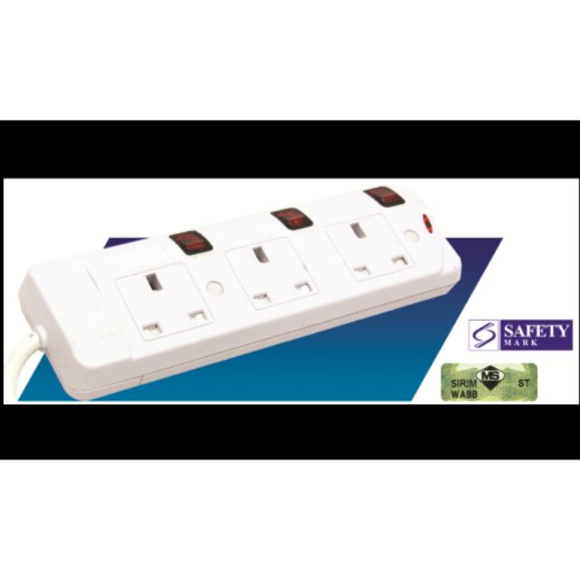 SUM 3 Gang 3 Pin Extension Socket (2 Meter) | Shopee Malaysia