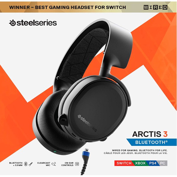 SteelSeries Arctis 3 Bluetooth 2019 Edition Wired and Wireless