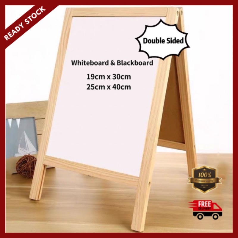 1ft x 1.5ft Double-Sided Whiteboard and Chalkboard Surface - Both Side