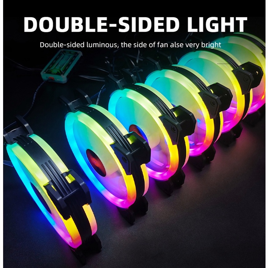 120mm 12cm gaming PC case cooling LED RGB Rainbow Light Fan Low Noise ...