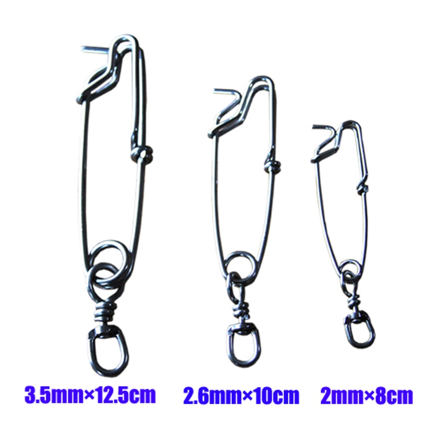 5pcs Longline Fishing Snap Clips Stainless Steel Floatline Tuna Clips With Rolling Swivel 5 Sizes%2f