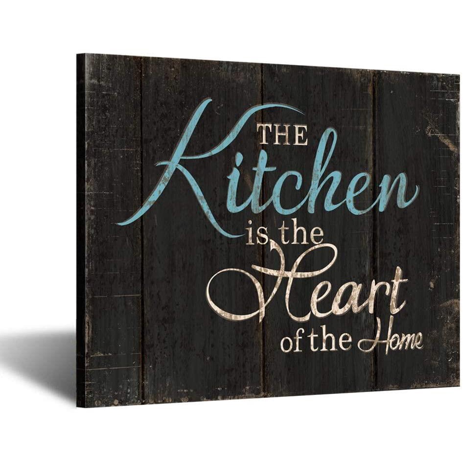 The Kitchen is The Heart of The Home Quotes Lettering Canvas Prints ...