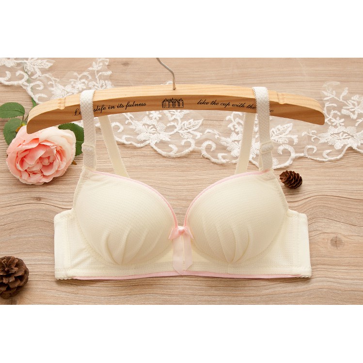 Wirefree Bra Set Push Up Adjustable Soft Cotton with Lace Bralette Girl ...