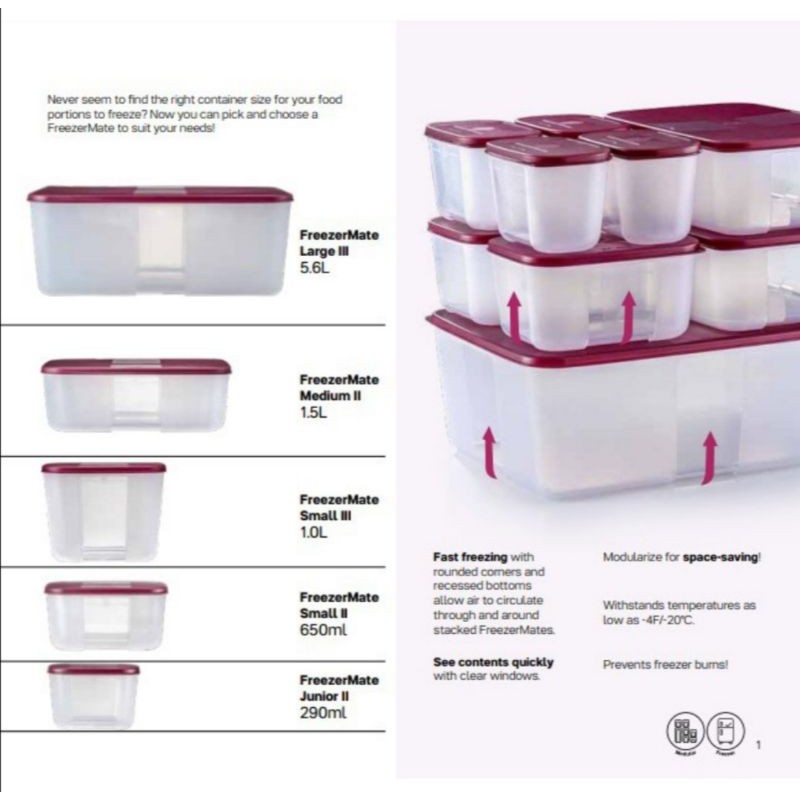 💯 Tupperware Freezermate Set - 5.6L,1.5L,1L,650ml,290ml(9pcs) | Shopee ...