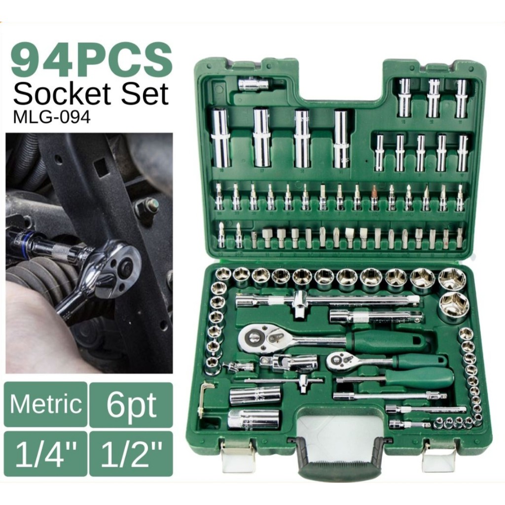 Spanar Box 94pcs Drive Socket Wrench Racthet Set Vehicle Car Emergency ...
