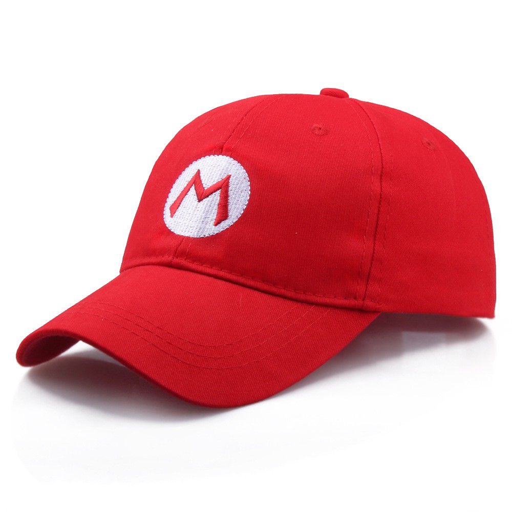 Super Mario Costume Hat Anime Cosplay Red Mario Cap Letter Adjustable ...