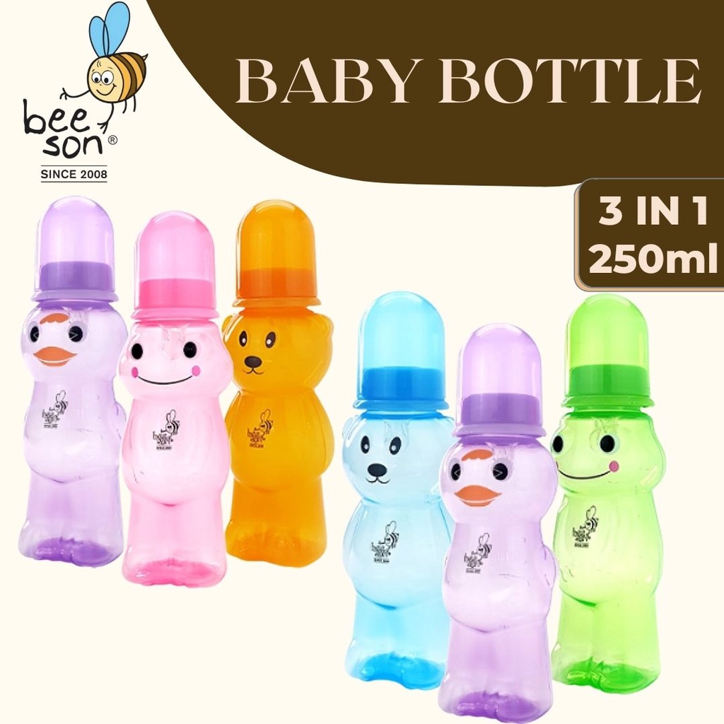 Beeson 3in1 Set 250ml Baby Feeding Milk Newborn Nursing Bottles Cute ...