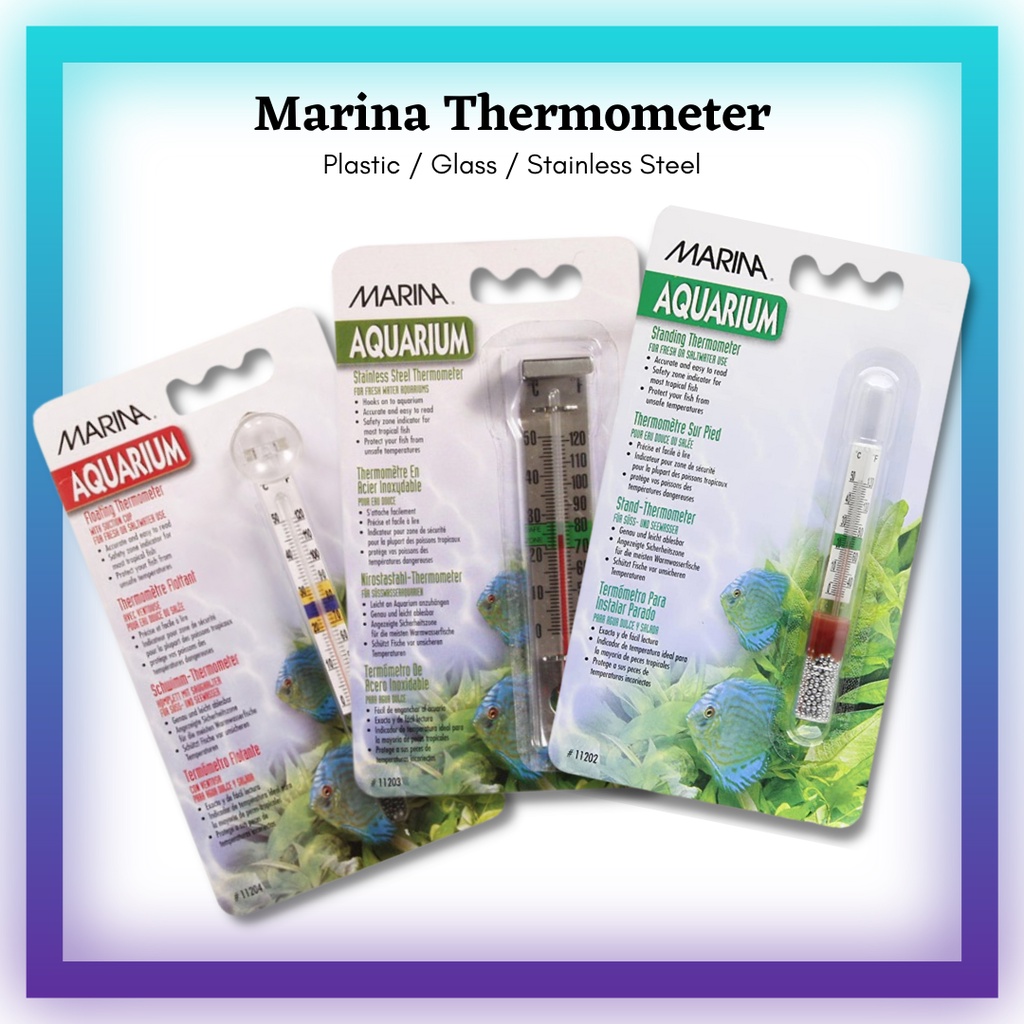 Marina Thermometer Celsius and Fahrenheit Fish Aquarium Temperature