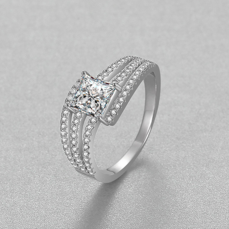 100 Italian s925 Women s Ring 925 Sterling s925 Princess Cut Luxury Women Ring Shopee Malaysia
