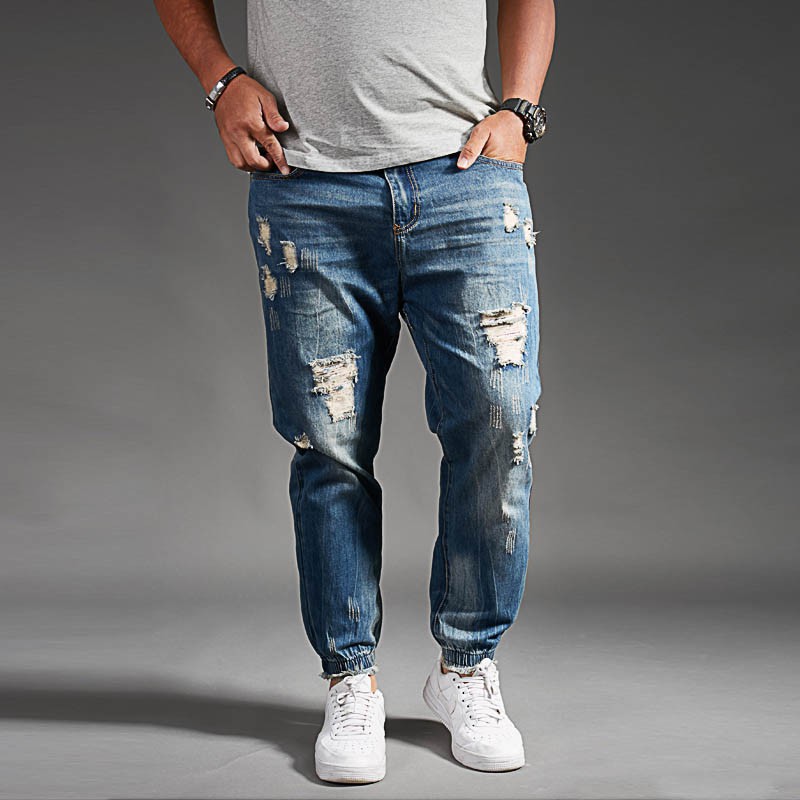 Plus Size Ripped jeans men pants denim fashion cowboy big size 40 42 44 46 48 Shopee Malaysia