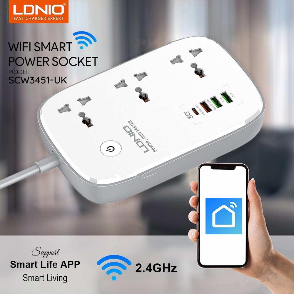 WiFi Universal Smart Power Strip 4 Sockets and 2 USB Universal