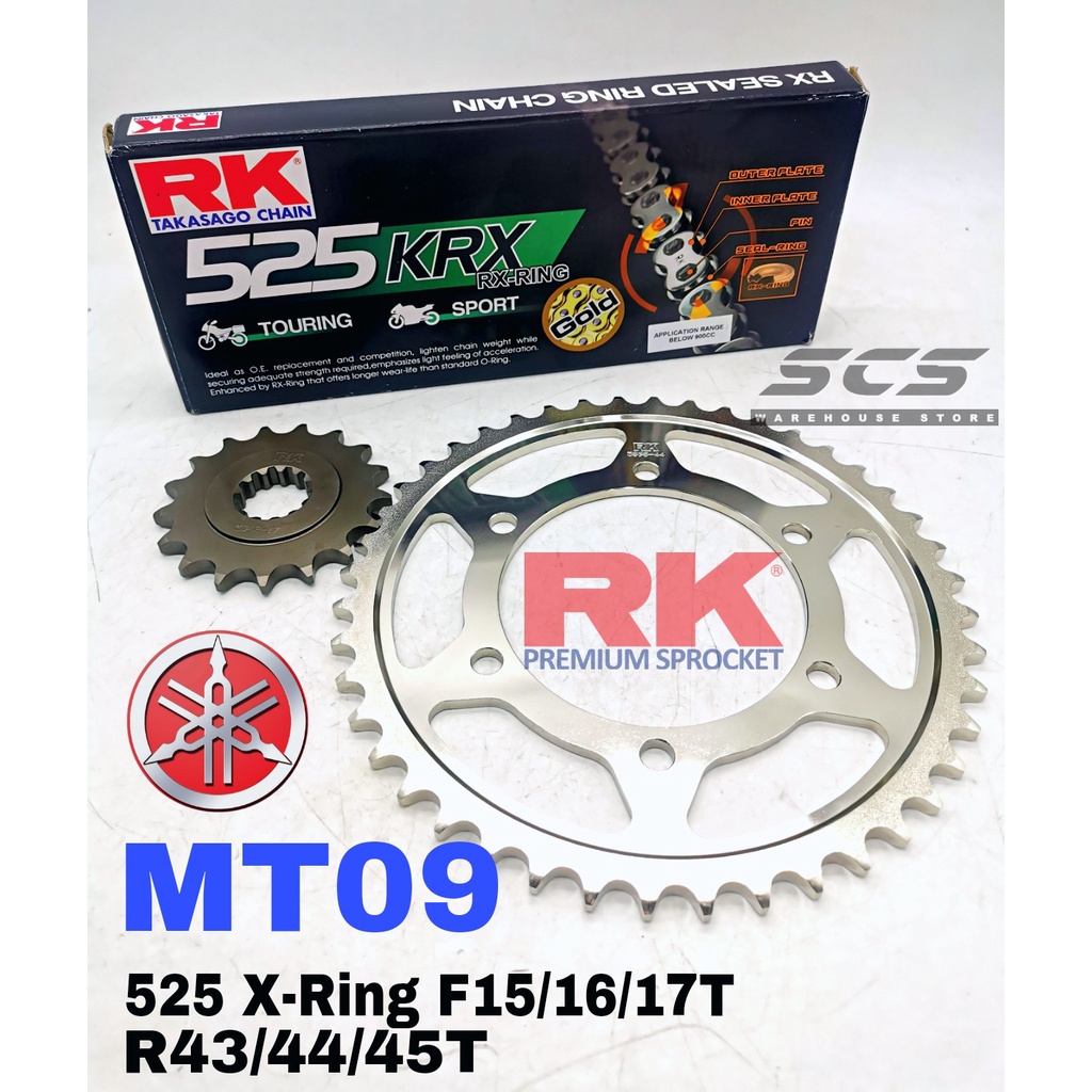 RK Sprocket Set YAMAHA MT09 V1 V2 525 GB KRX X-Ring Rivet Black Gold ...