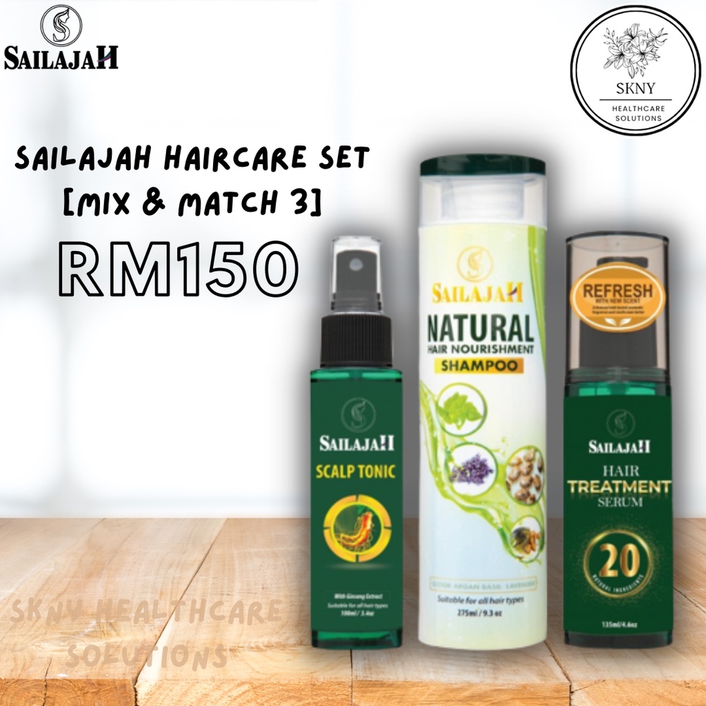 SAILAJAH Haircare Set 3 Bottles + Free Gift 🎁 (Shampoo*Hair Treatment Serum*Scalp Tonic