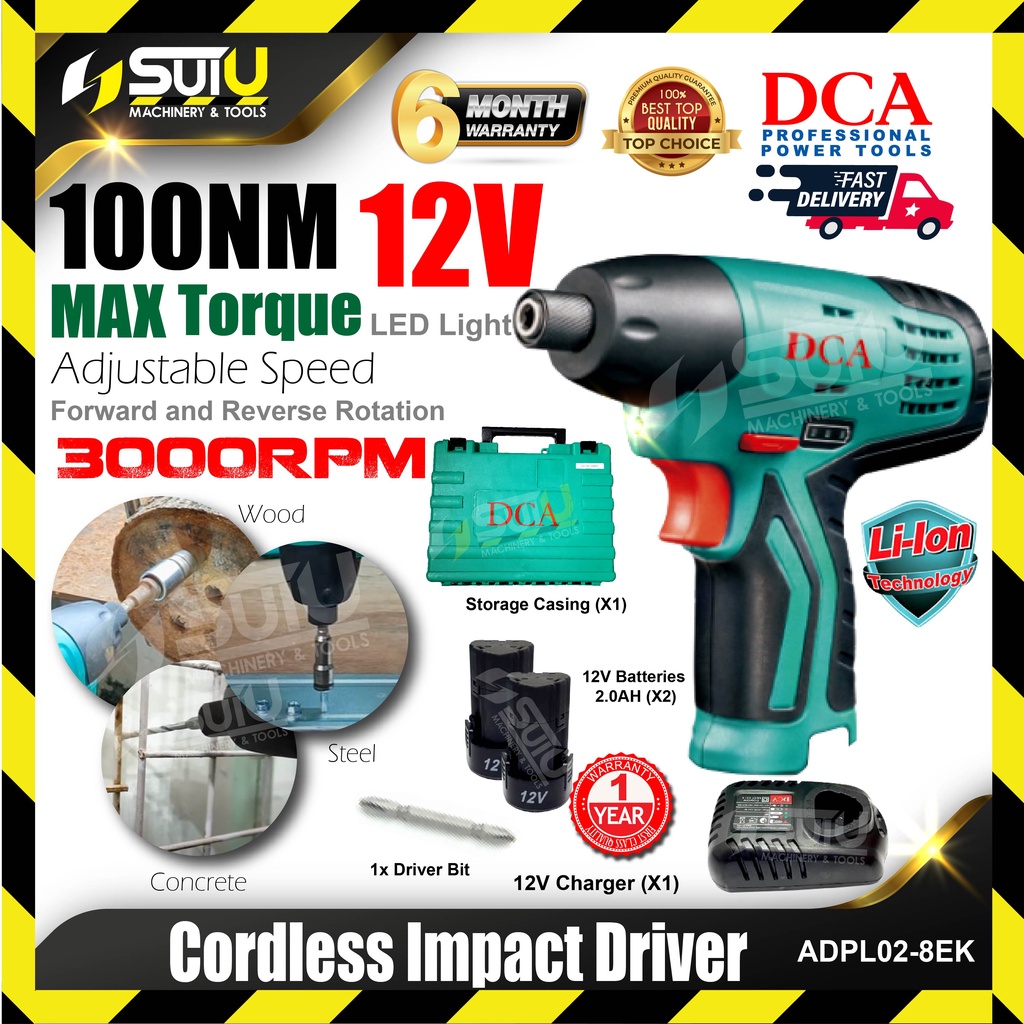 Dca Adpl02 8 Adpl02 8z Adpl02 8ek 12v Cordless Impact Driver 100nm