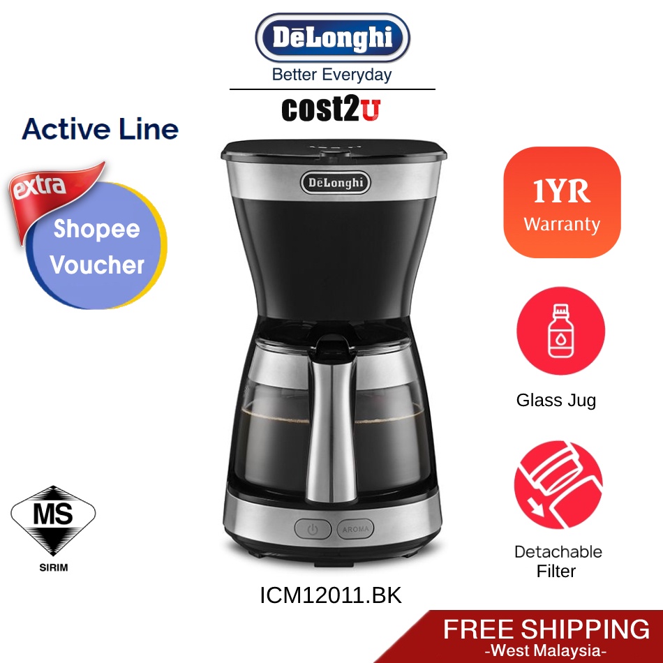 Free Shipping Delonghi 0.65L Active Line Drip Coffee Maker