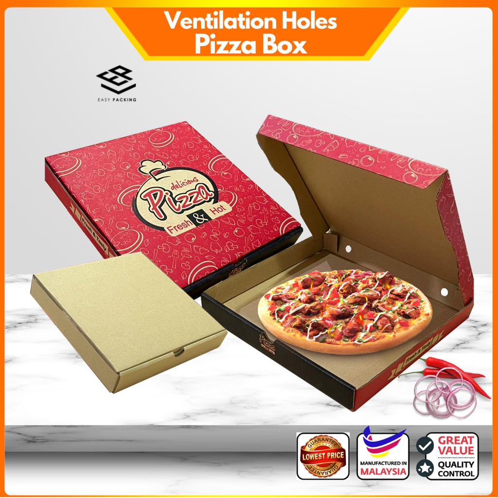 (Big Sale) Printed Pizza Box Food Box Cake Box Kotak Pizza Cetak White