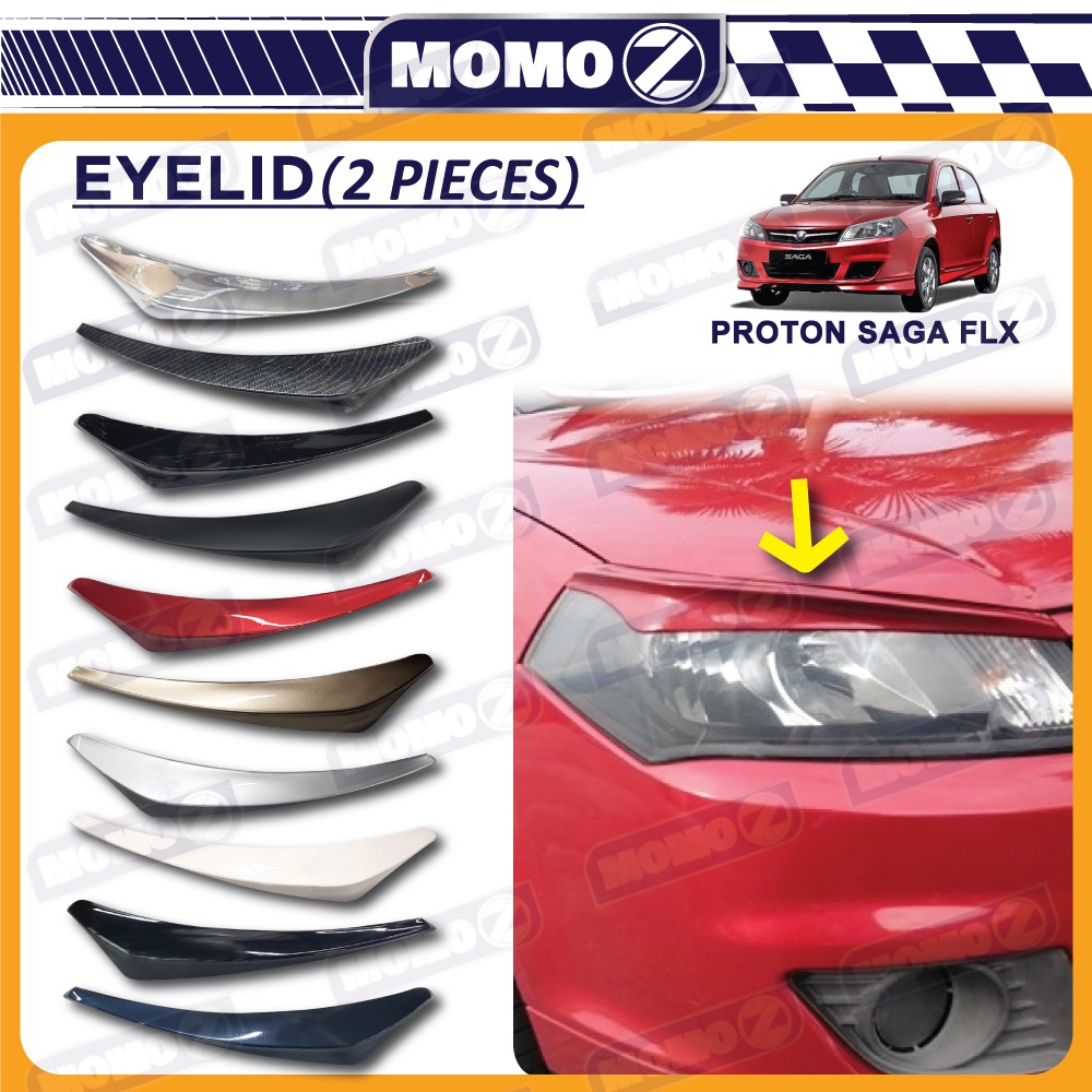 Car Proton Saga Flx Eyelid Lip Eyebrow Headlamp Lid Cover Eye Brow Lid Painted Carbon Black