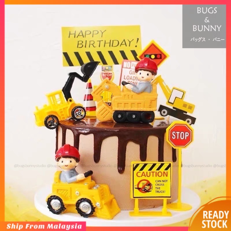 Construction Engineering Truck Theme Vehicle Cake Topper Kids Birthday ...