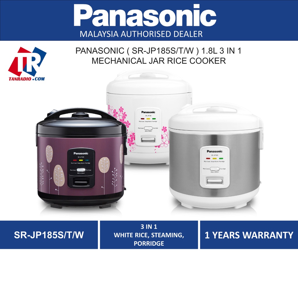 Panasonic 3 In 1 Mechanical Jar Rice Cooker (1.8L) SR-JP185S/T/W ...