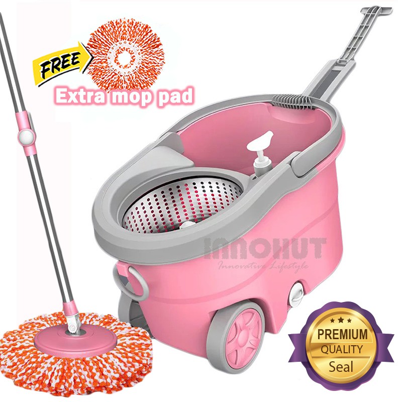 Mop Lantai Boleh Pusing Mudah 360° Easy Spin Mop with Wheel (2 Mop Pad
