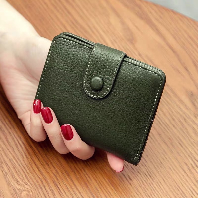 Women s Bifold Genuine Leather Small Wallet Ladies Mini Purse with Coin Pocket Soft Compact Thin Wallet Shopee Malaysia