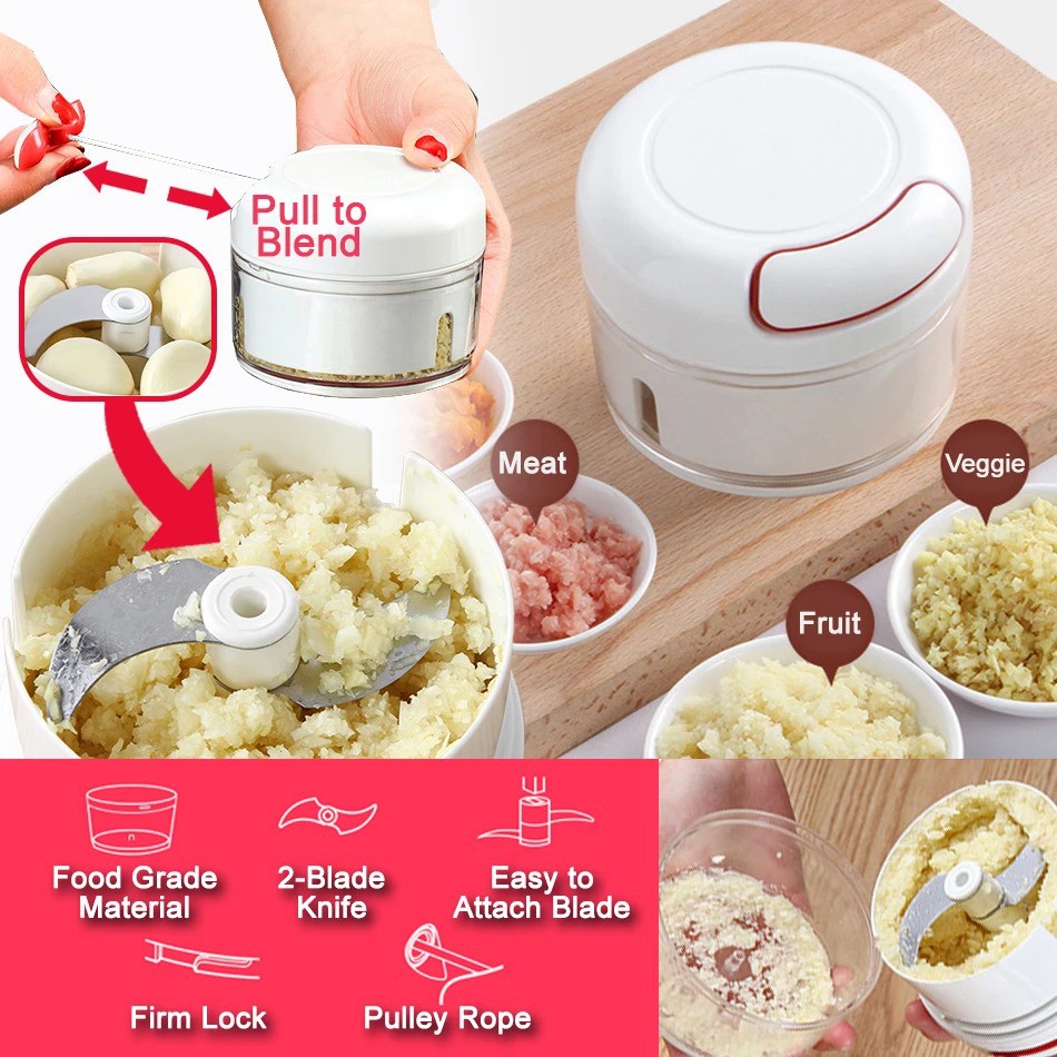 Eco Health 170ml Mini Handheld Manual Pulley Portable Blender Grinder