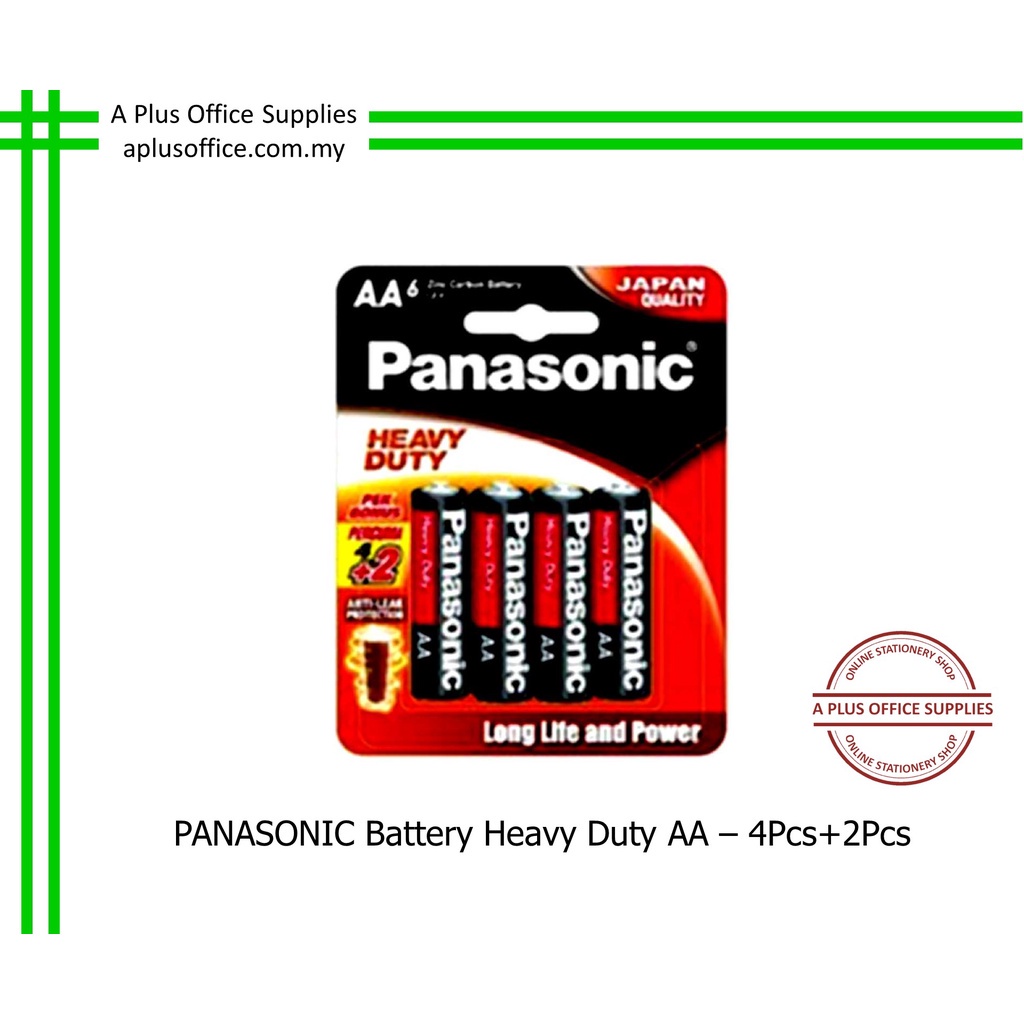 PANASONIC Battery Heavy Duty AA / Bateri AA - 4+2pcs UM-3HD/4B+2, 4pcs ...