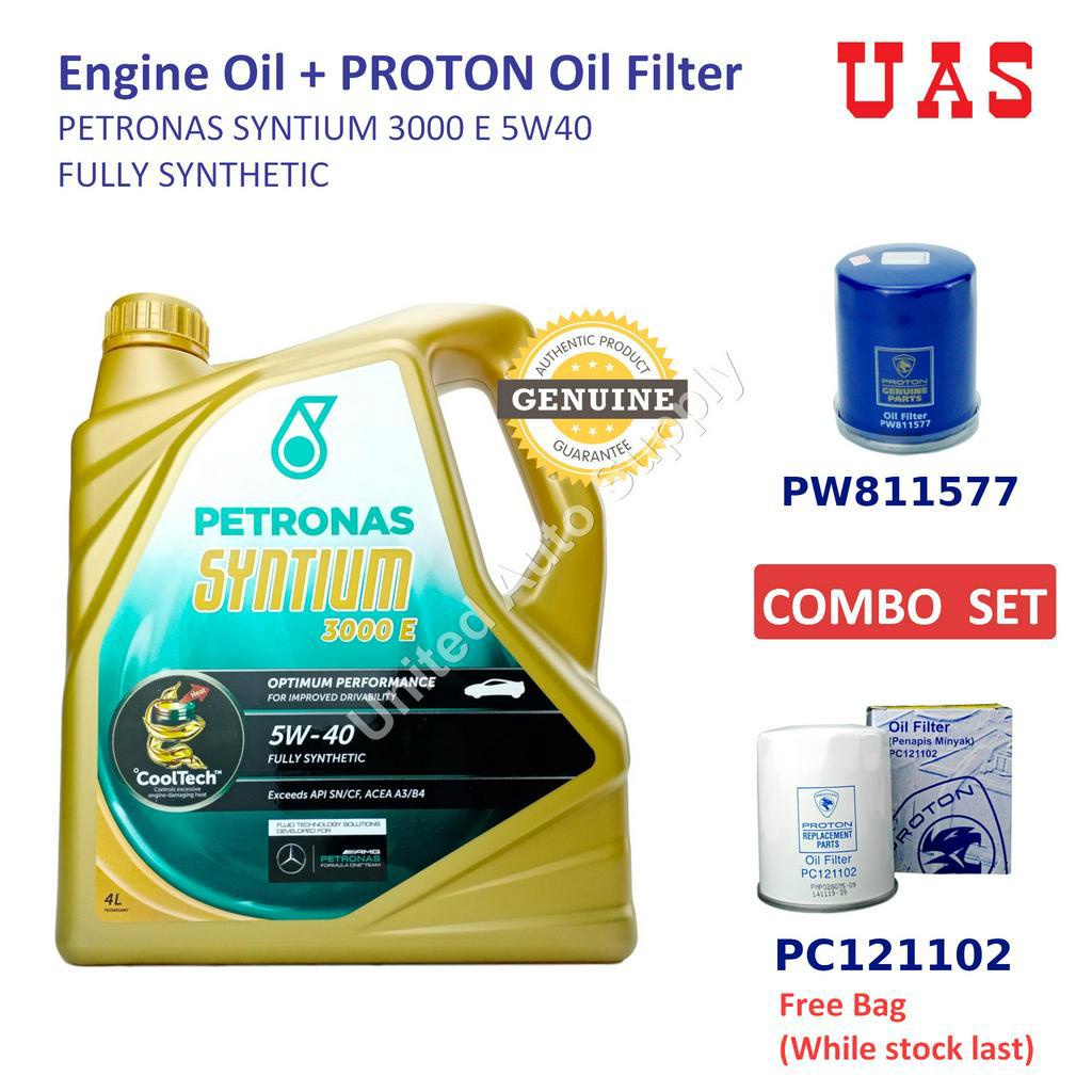 PETRONAS Fully Synthetic Engine Oil SYNTIUM 3000E 5W40 With PROTON Oil ...