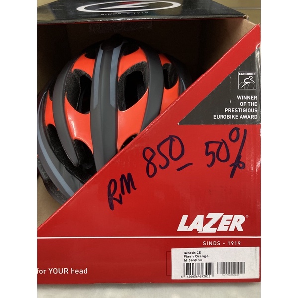 Lazer Genesis M 55 58cm Flash Orange helmet Shopee Malaysia